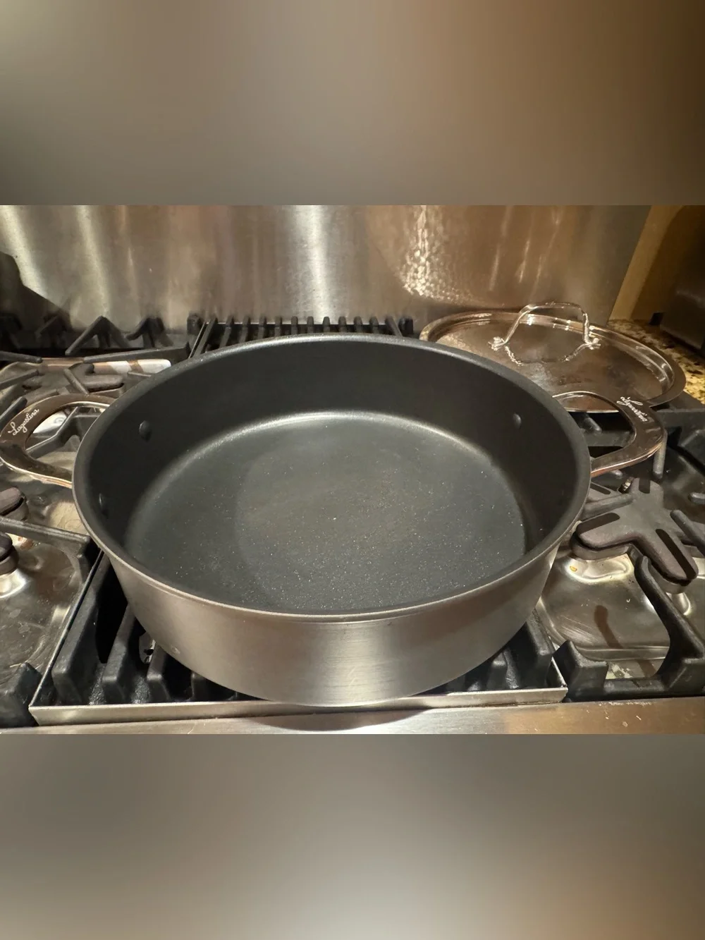 Lagostina Nera: hard anodized non stick 5 QT casserole pan with stainless steel